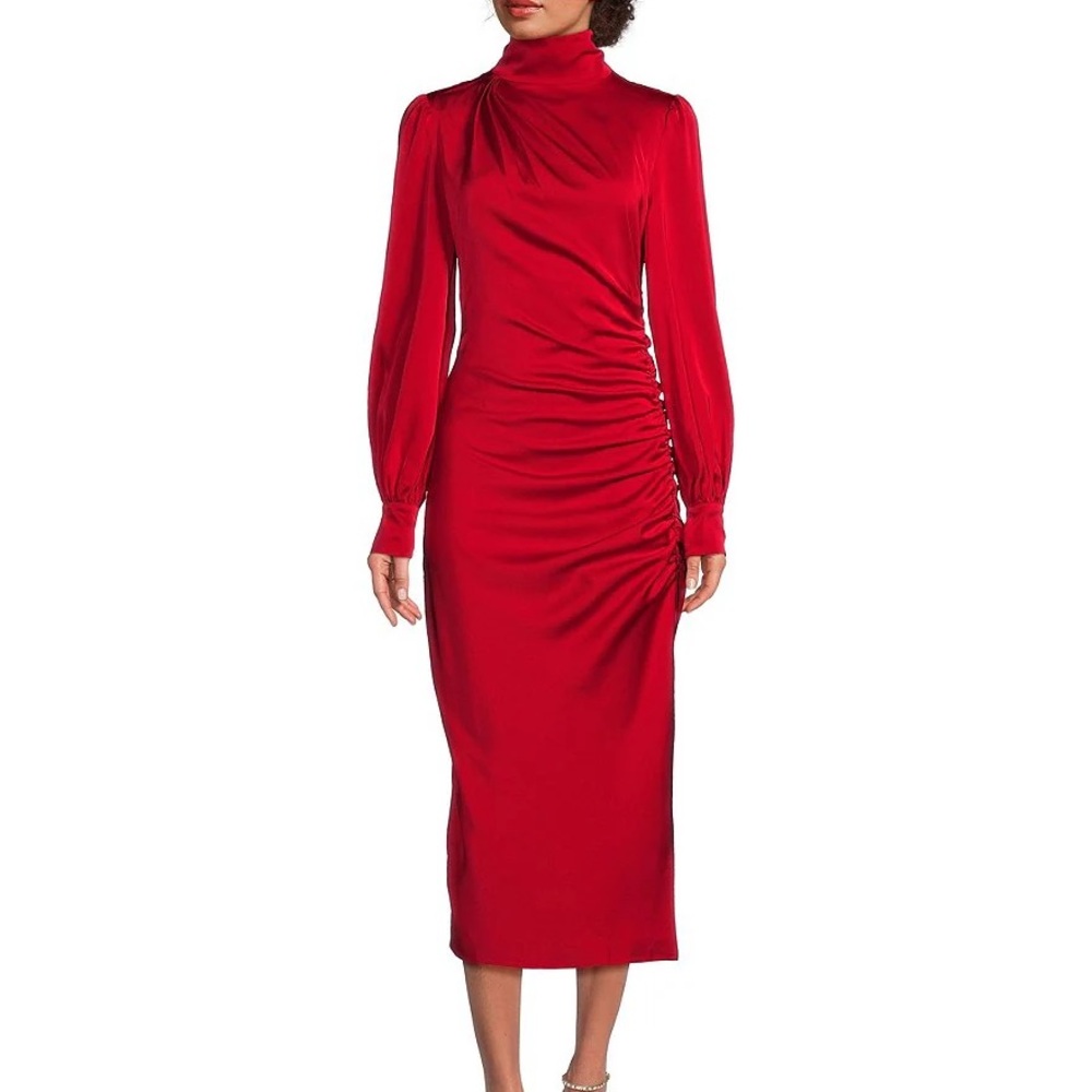 Badgley Mischka Vibrant Red‎ Long Sleeve Dress